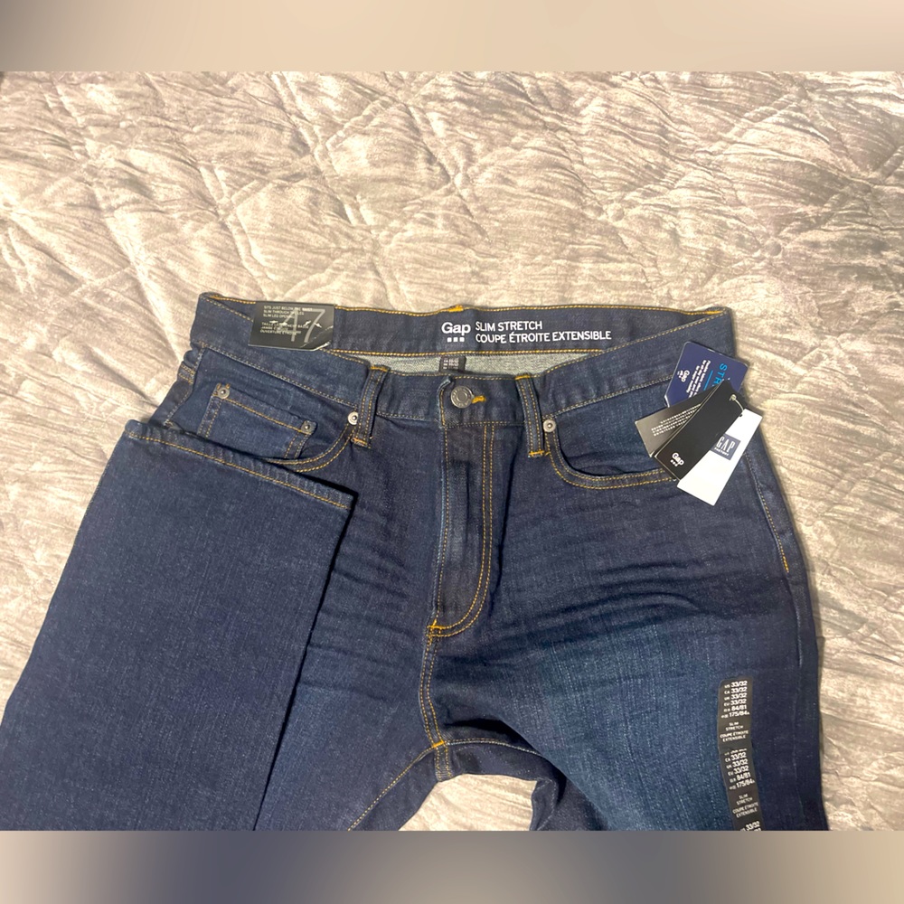 ✨Gap US 33/32 SLIM STRETCH dark denim jeans✨